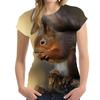 Летний топ с круглым вырезом и принтом в виде белки, модные повседневные милые женские футболки с короткими рукавами