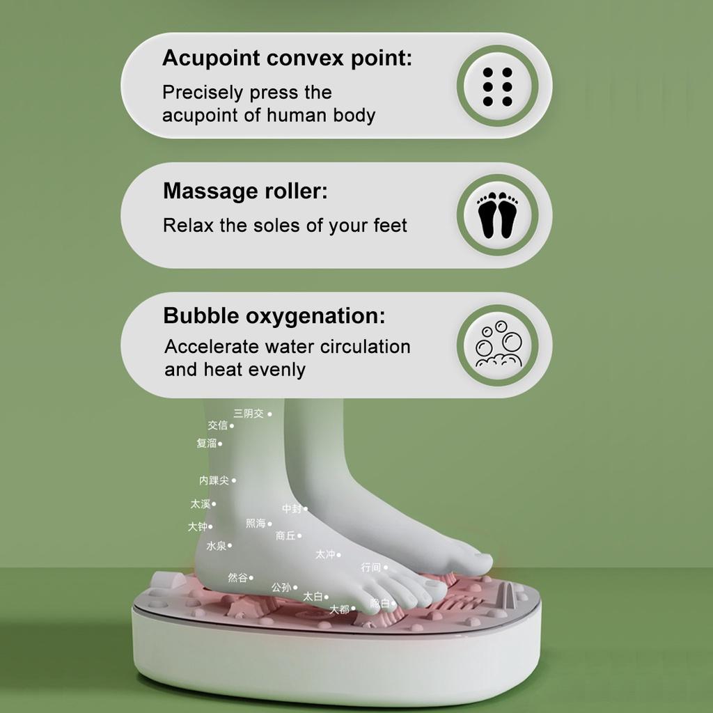 Массажер для ног 300 Вт 7,5 литров с вибрационным массажным роликом и пемзой для педикюра Для шиацу-акупрессуры 22,7x38xсм