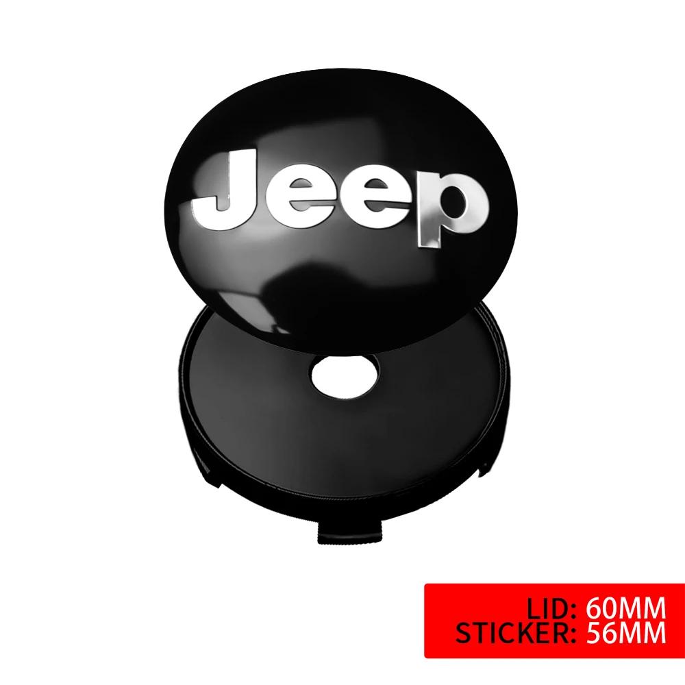 For Jeep 4PCS 56/60mm Car Vehicle Wheel Hub Center Cap Cover Decals Stickers Badge For Jeep Renegade Wrangler jk Compass Gran