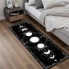 Gothic Moon Phase Starry Sky Long Runner Rug Black White Non Slip Hallway Entryway Corridor Floor Mat Home Decor