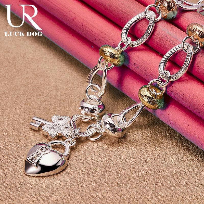 Подвеска в виде ключа из стерлингового серебра 925 пробы в форме сердца, ожерелье длиной 20 дюймов, модные свадебные украшения