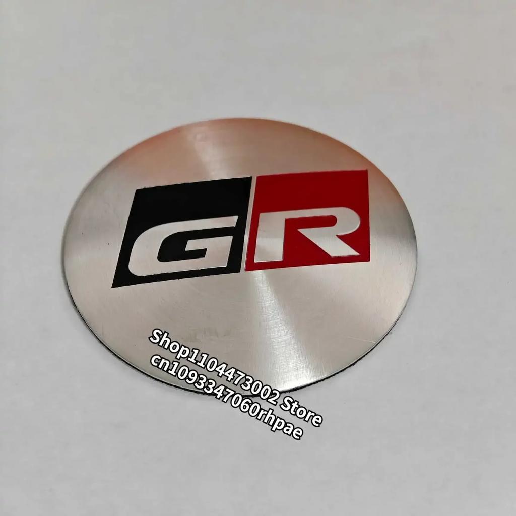 WNIS1 4pcs 56mm 60mm GR Aluminum Wheel Hub Center stickers for Toyota Modified hub center cap sticker Car Accessories