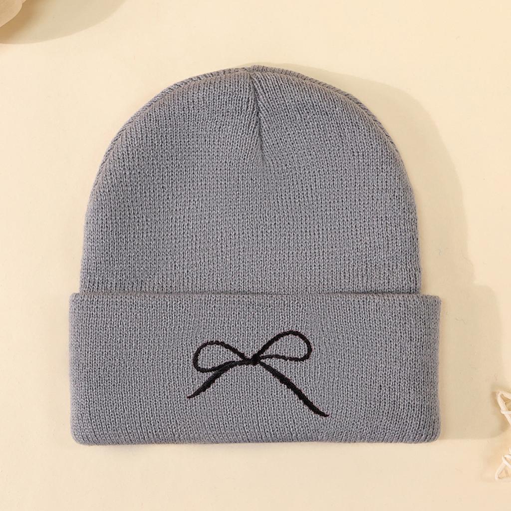 Outdoor Cycling Warm Cold Hat Bow Knitted Hat Trendy Versatile Autumn And Winter Cold Wool Hat Women