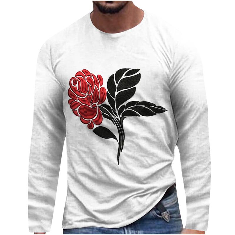 Harajuku 3D Men's Casual Long Sleeve T-shirt Flower 3D Printed Loose Summer Fashion Street Loose Oversized T Shirt Casual Loose