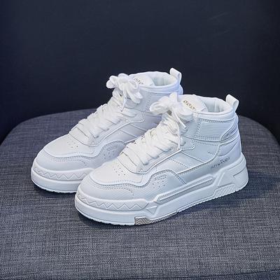 Мода Новинка в повседневной обуви Женские ботильоны Высокие женские кроссовки Плоские туфли на шнуровке Женские туфли на платформе Белые короткие женские ботильоны