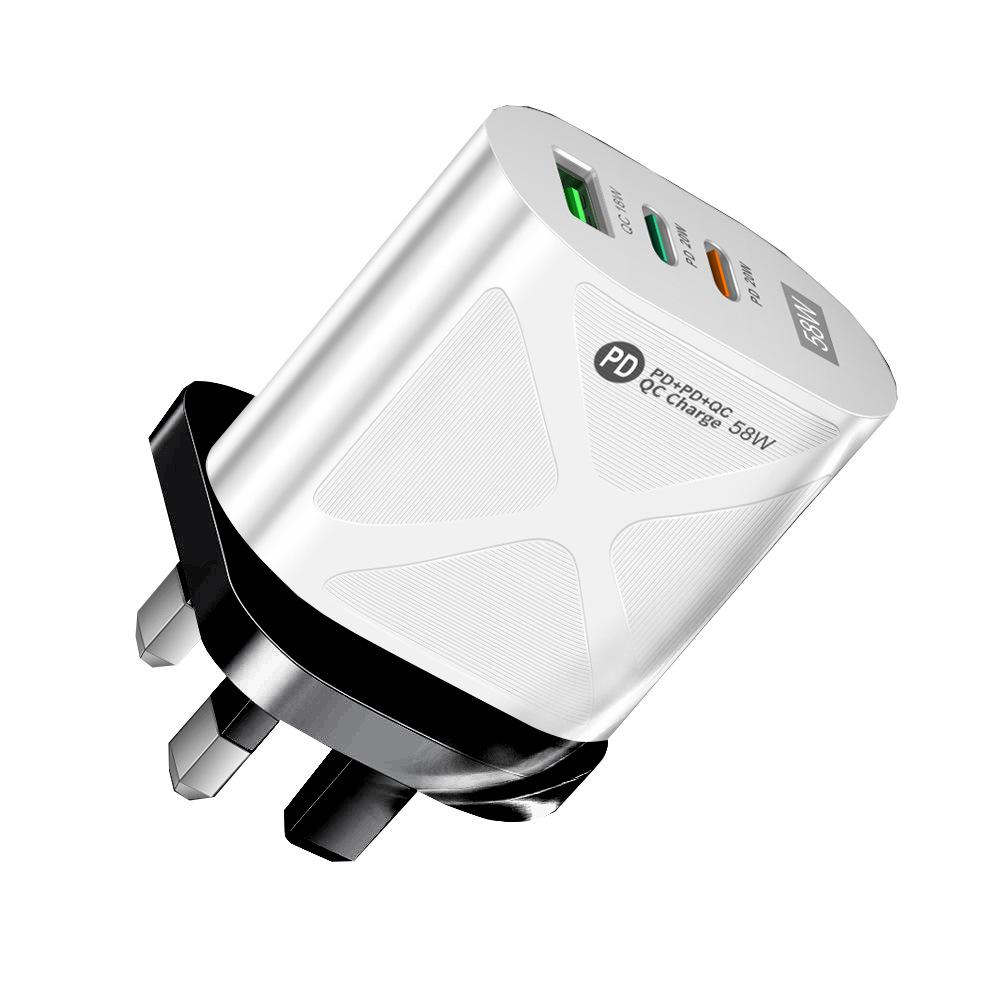 58W Dual Fast Charger with 2PD + QC3.0 for EU/US/UK/AU Plugs