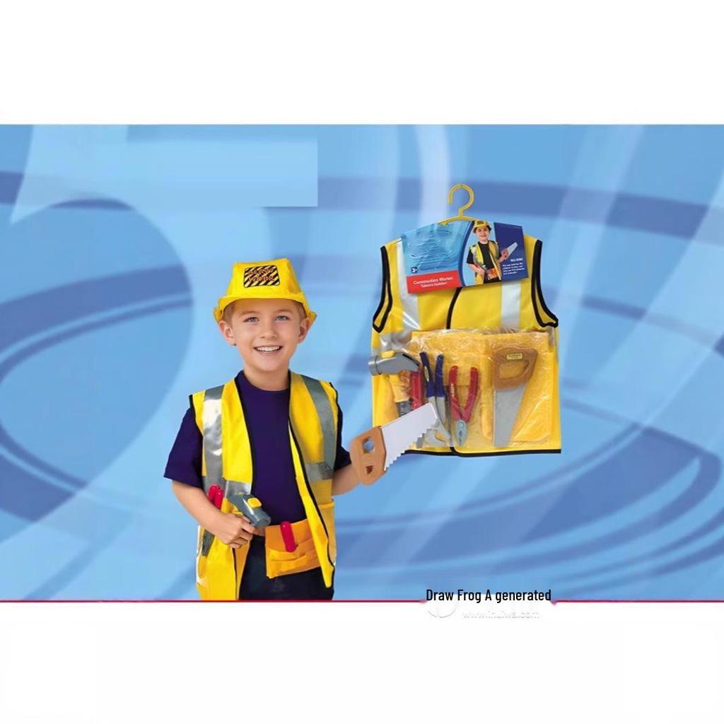Kids Halloween Cosplay Costumes: Carpenter, Police Officer, Pilot, Pirate, Astronaut, Railway Worker, and Firefighter