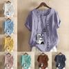 Women's Fashion Round Neck Short Sleeve T-shirt Casual Cotton Linen Graphic Shirt Cool Boy Prined Summer Blouse Tops Plus Size