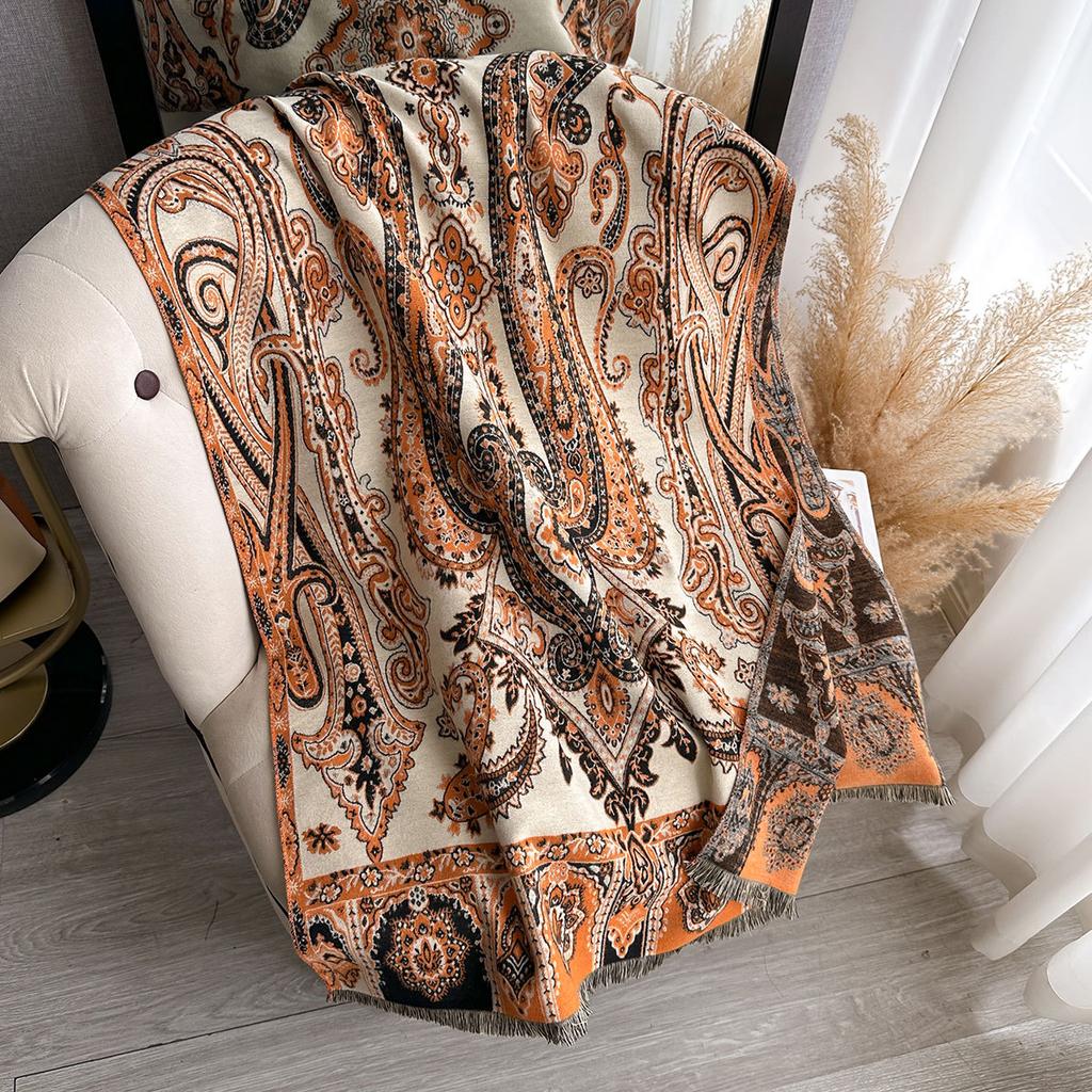 Retro Ethnic Style Shawl, Jacquard Cashew Fringed Scarf, Women'S Outdoor Travel, Outdoor Decoration Dual-Purpose