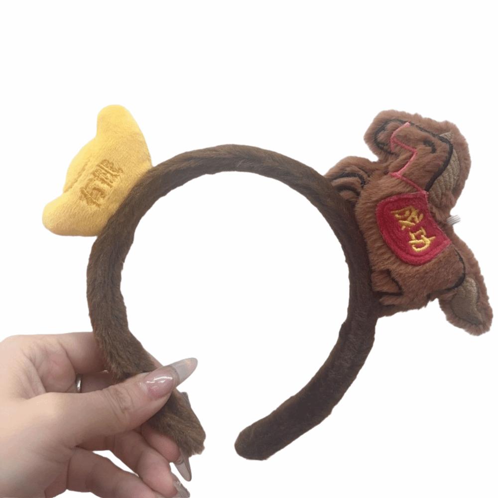 Exquisite Cartoon Horse Hair Hoop Plush New Year Mascot Headband Party Pony Headpiece  Celebration