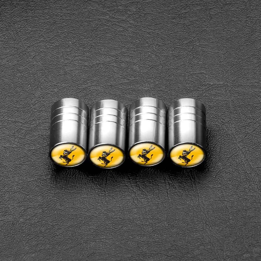 4Pcs Donkey Emblem Car Styling Valve Caps Wheel Tires Air Valve Stem Protective Cover for Ferrari Auto Modification Accessories GP2