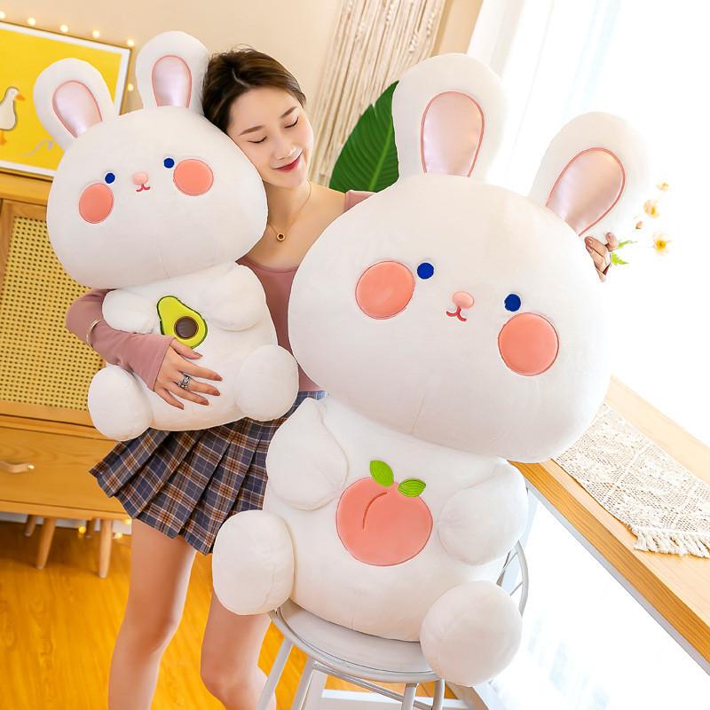 Peach Cartoon Rabbit Plush Toy Stuffed Doll Animal Decoration Cute Kids Gift