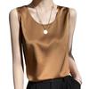Women Summer Vest Round Neck Sleeveless Smooth Satin Vest Regular Fit Tank Tops Casual Camisole Clubs Daily Wear