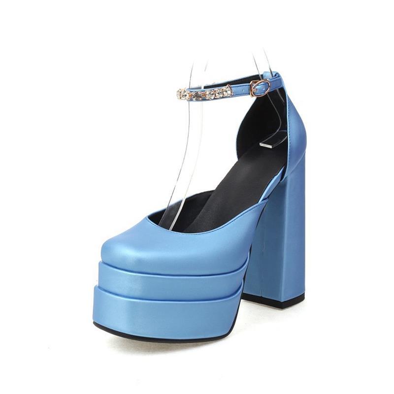 Женские пикантные женские босоножки на высоком каблуке с пряжкой и квадратным носком на платформе