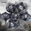 7 шт., черная смола, струящийся песок, белый номер, острые края, многогранные кости, подходящие для ролевой настольной игры