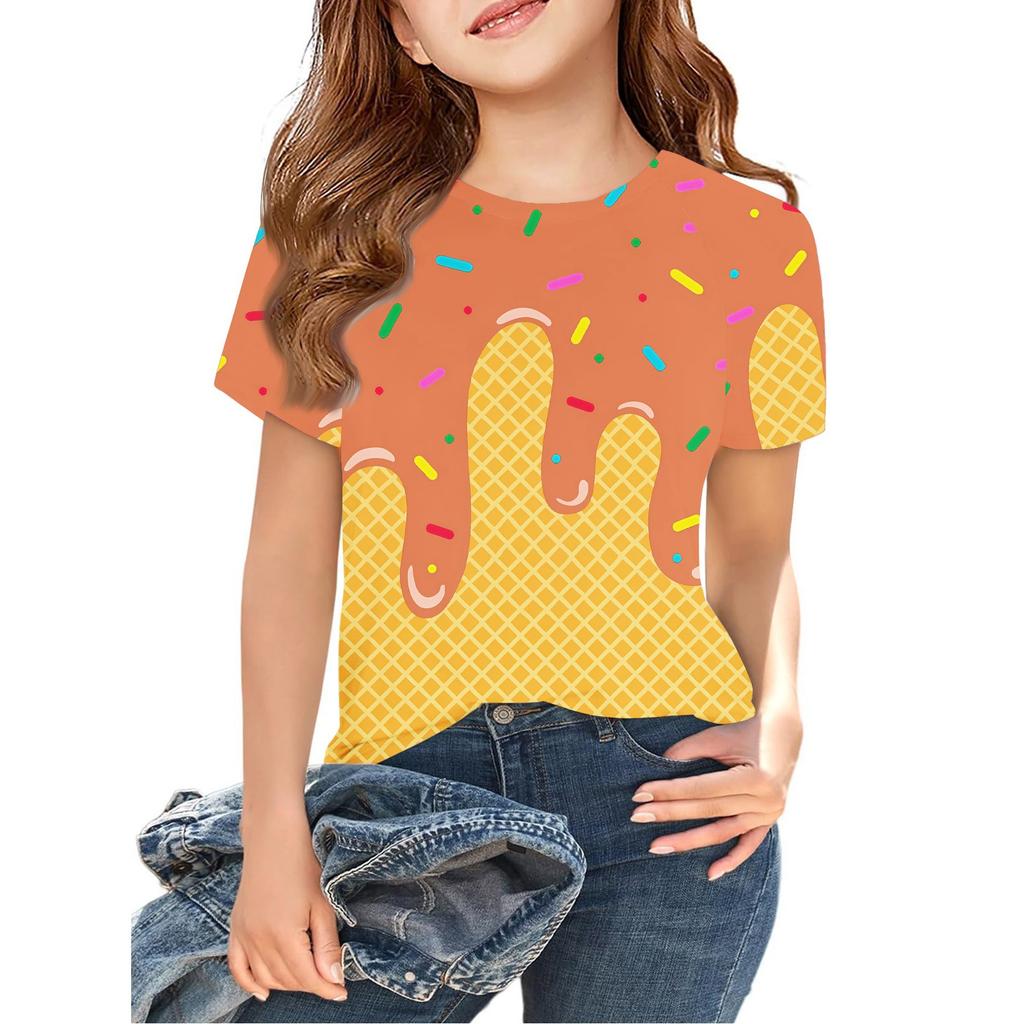 Toddler Girl Boy T-Shirts Kids Top Boys And Girls Printed Short Sleeved T-shirt 2-12Y