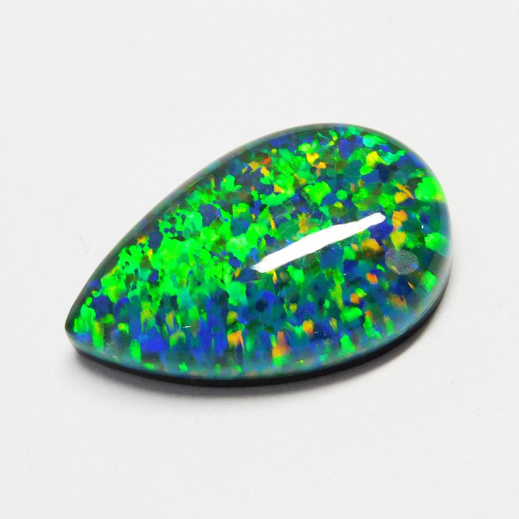 Lab-Created Opal Loose Gemstone Doublet Multi Color 15.35 ct Pear Cut for Jewelry Making and Crafts