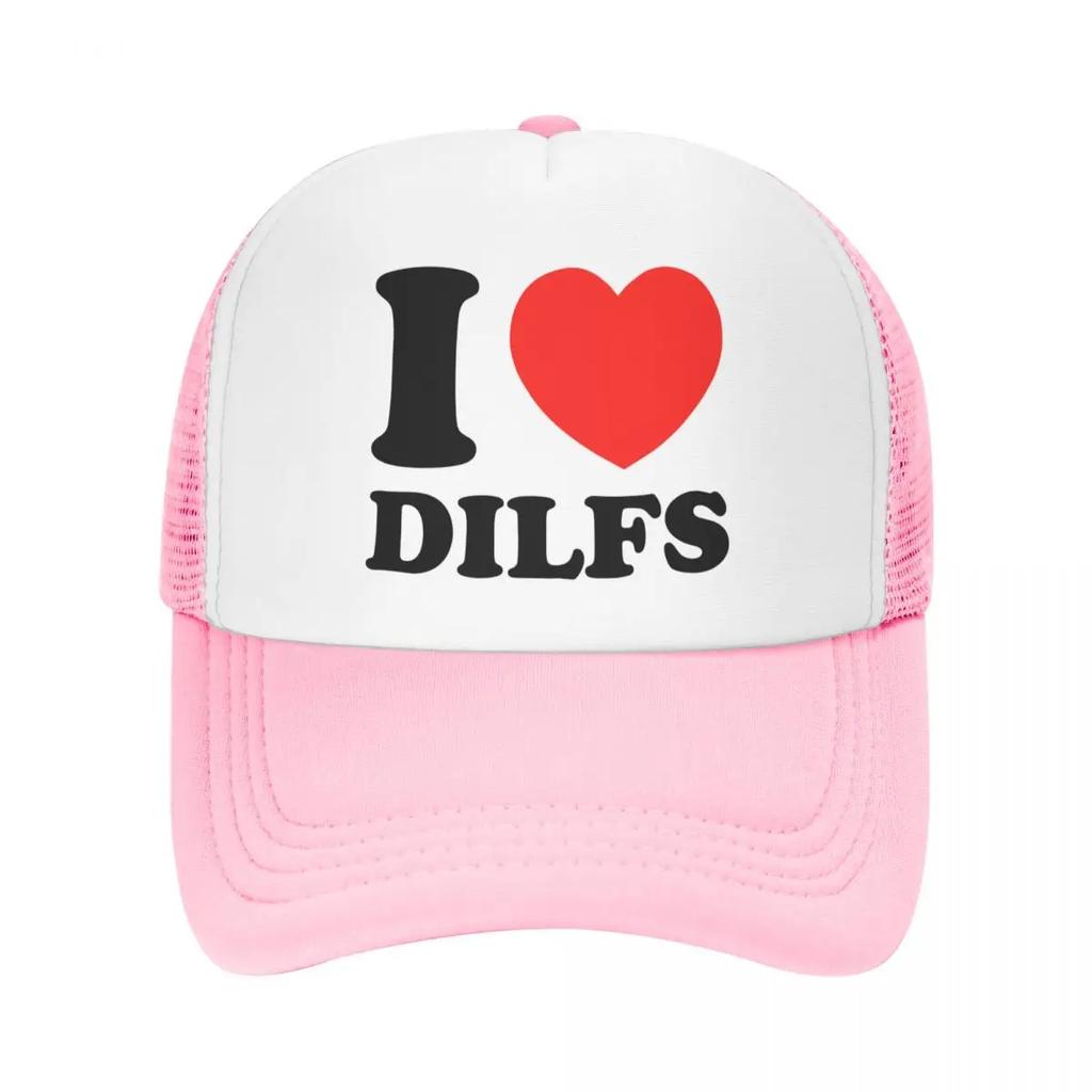 Модная Унисекс Кепка Тракер I Love Dilfs, Взрослая Регулируемая Бейсболка для Женщин и Мужчин, Уличная Кепка Тракер