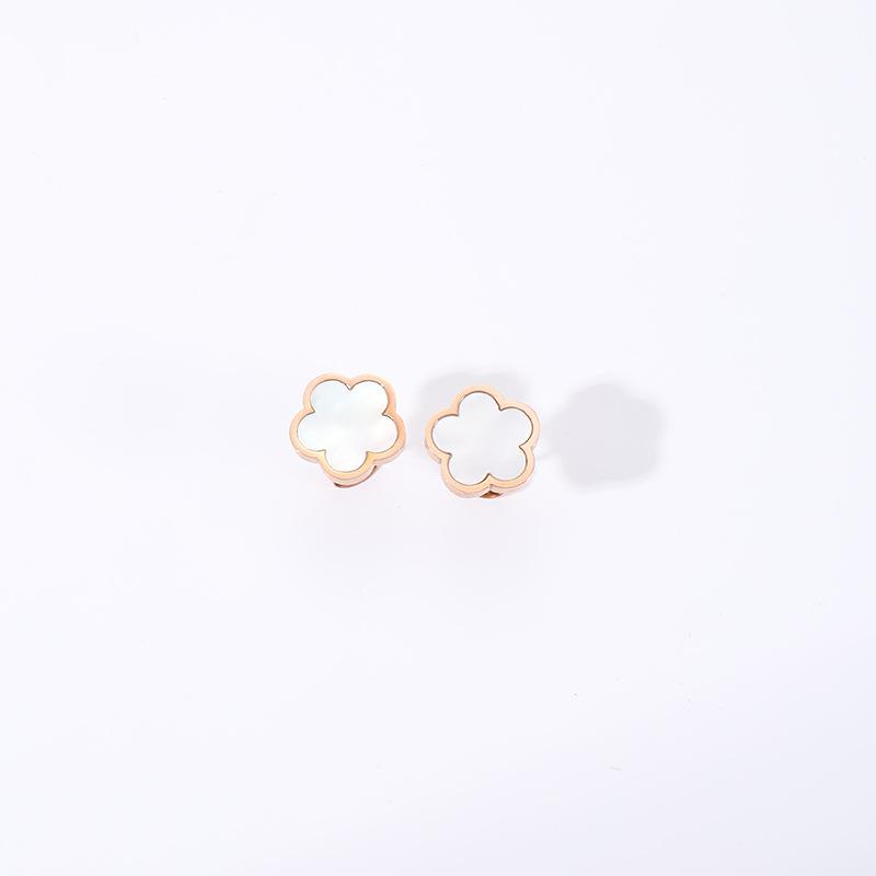 Titanium Steel Korean Light Luxury White Bai Xiahua Little Flower Earrings