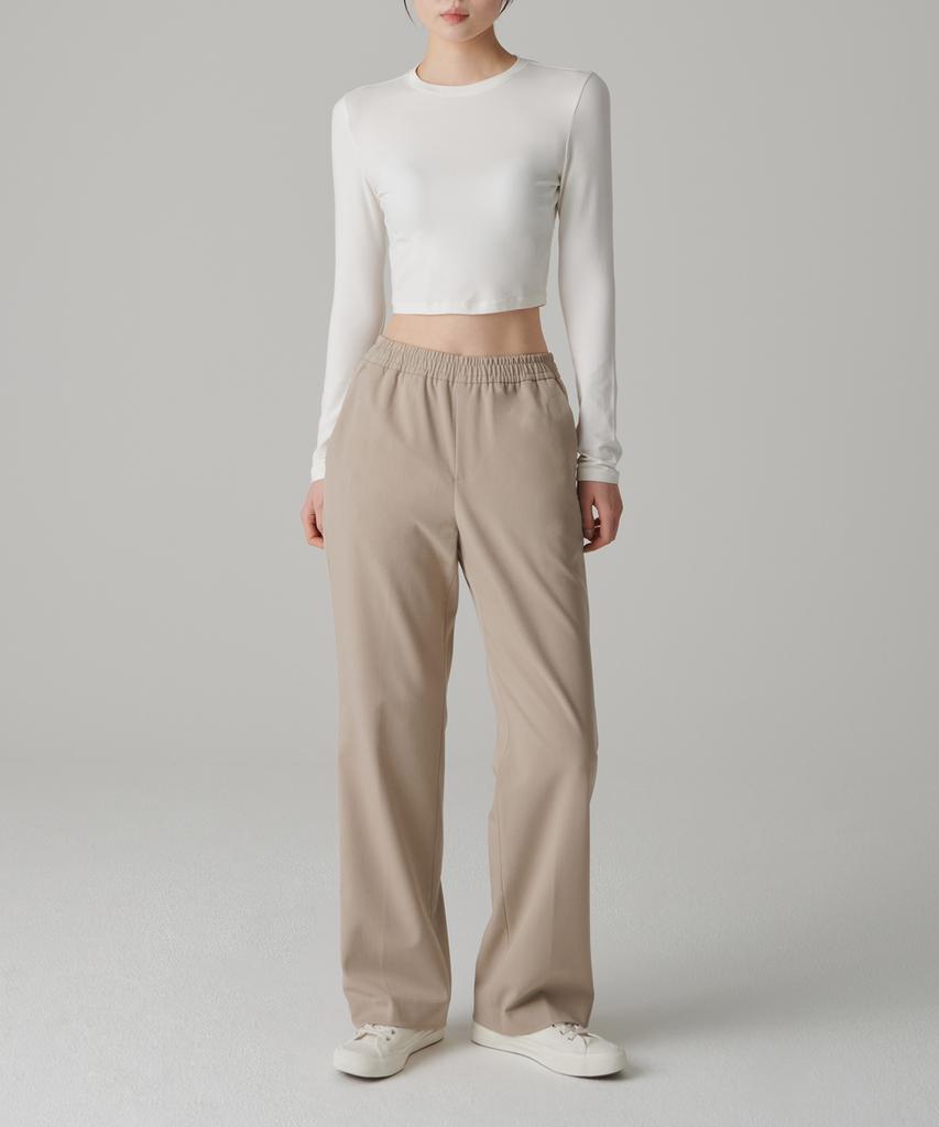 MUSINSA STANDARD Genderless Wide Elastic Waist Slacks [Beige]