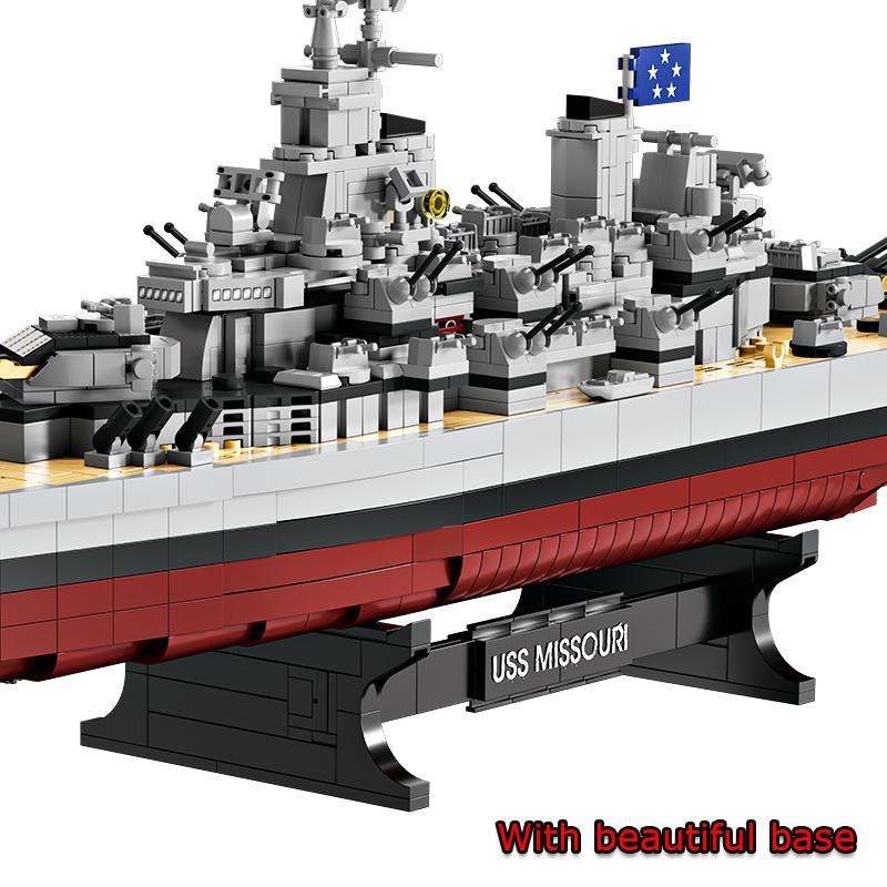 Non-Toxic 2228+Pcs Ww2 Military Model Blocks Warships Lowa Class Uss Missouri Battleship Building Blocks Moc Classic Toy For Kids Children Gift