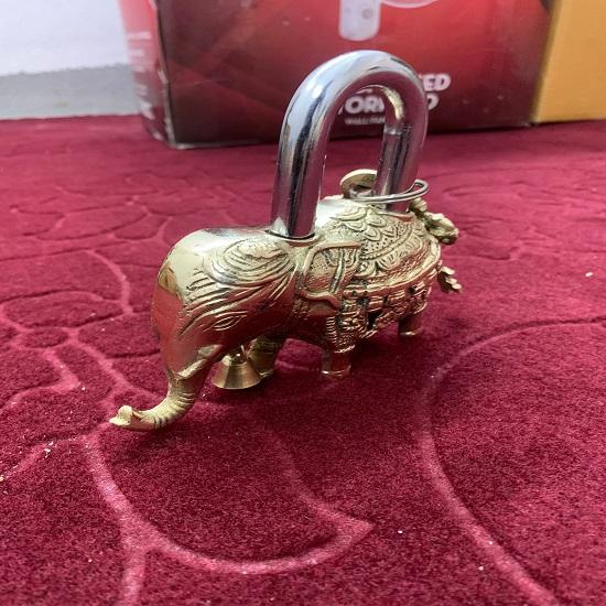 Латунный навесной замок в форме слона, однотонный латунный замок с двумя ключами