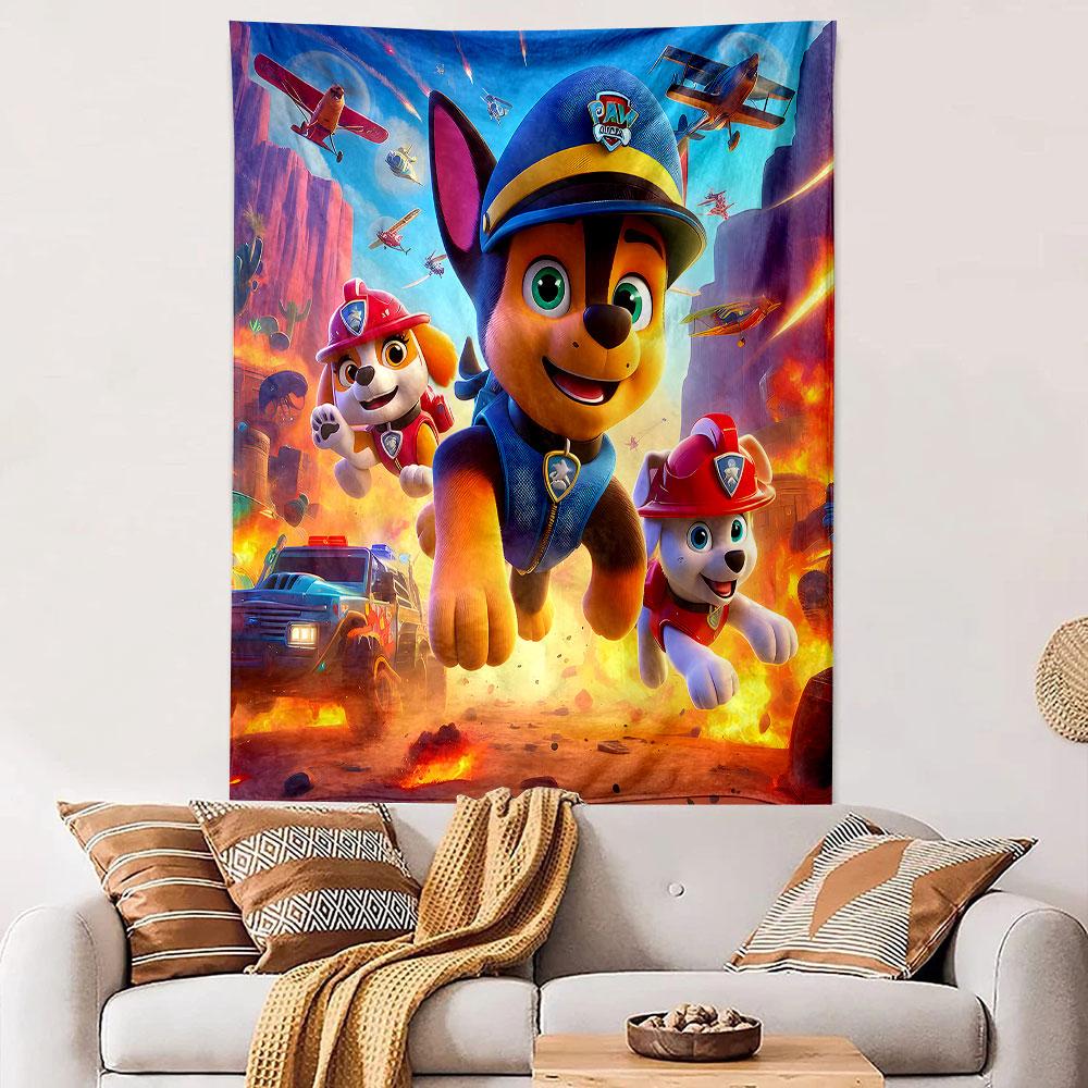 "Paw Patrol Action Adventure Scene" Patterned tapestry home decor, suitable for bedroom and living room, gift