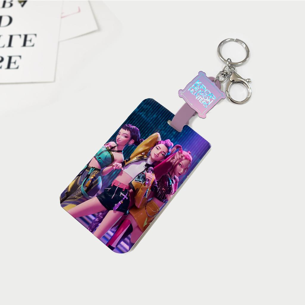 Fashion Hard Shell Card Cover Kpop Demon Hunter Cartoon  Student Stationery Hanging Rope Bus ID Card Holder