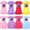 4804 Kids Girls Mira Zoey Rumi Printed Ruffle Short Sleeves Casual Dress