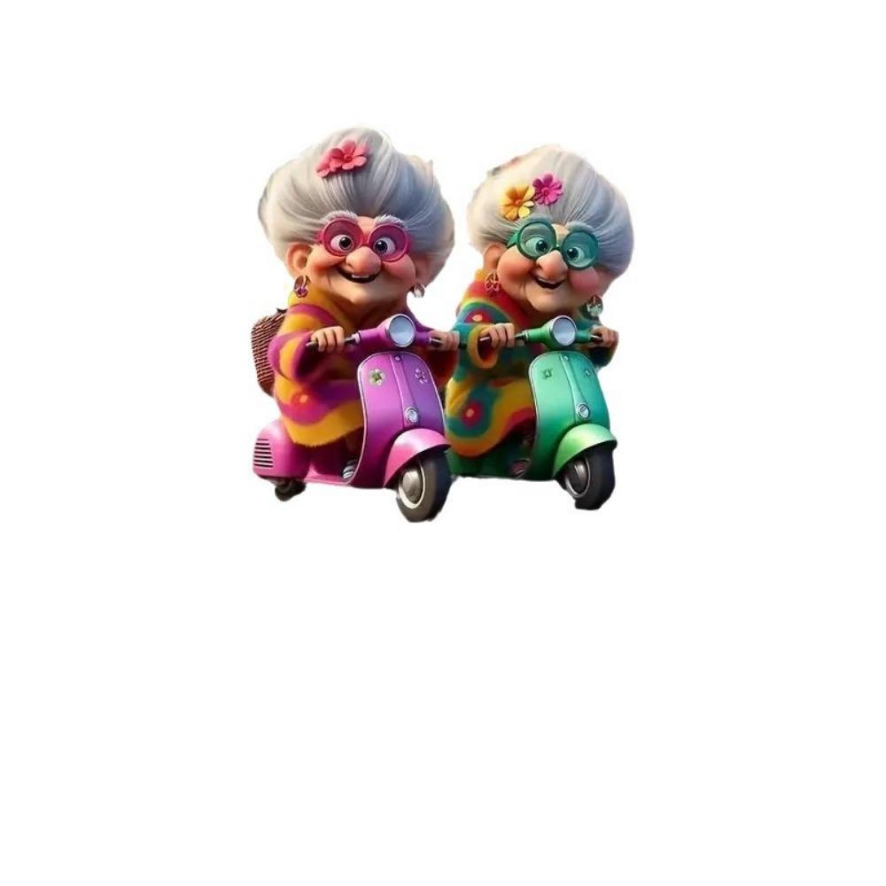 New 2D Flat Acrylic Flat Cartoon Grandma Pendant, Keychain Decoration Car Pendant