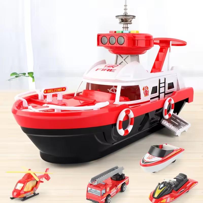 Kids Large Simulation Track Inertia Boat Diecasts Toy Vehicles Music Story Light Ship Model Toy Car Plane Parking Boys Game
