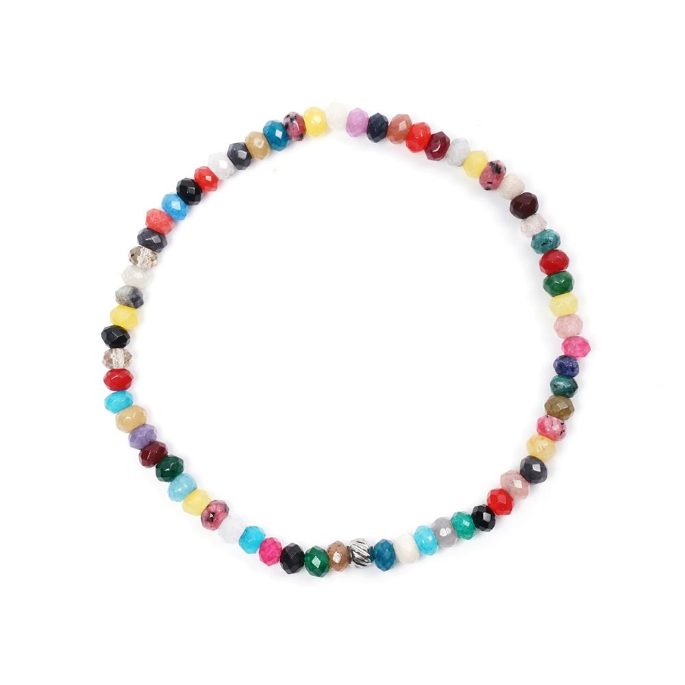 Браслет для пары Jbans Classic Color Mix с агатом огранки rondel, тонкий драгоценный камень (C2101-Ac721_Rd)