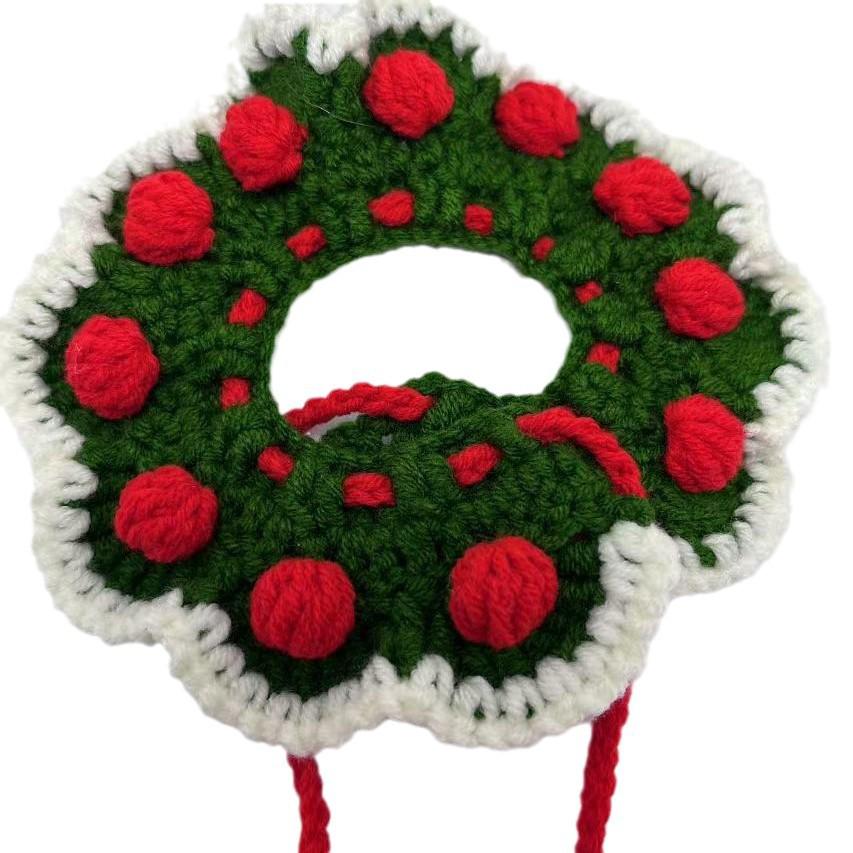 Вязаный вручную рождественский снуд-нагрудник для кошек и собак