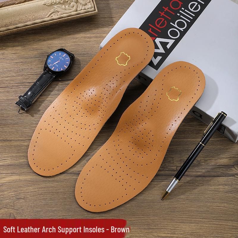Unisex Breathable Sport PU Leather Insoles: Arch & Heel Support, Odor-Resistant for Flat Feet