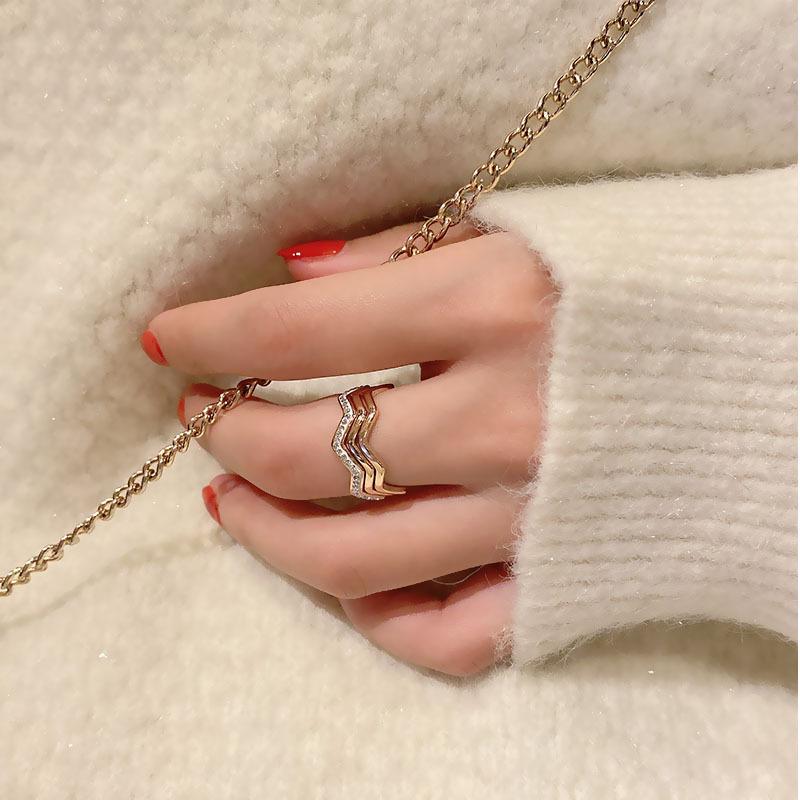 Японский и корейский стиль, не тускнеющее кольцо из титановой стали цвета розового золота с драгоценным камнем - простое, ретро женское украшение