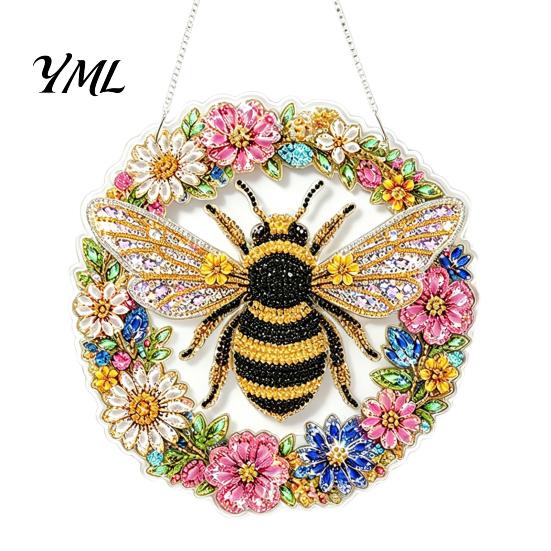 Decorative Xmas Ornament Christmas Rhinestone Painting Suncatcher Kit, DIY Faux Pearl Art Acrylic Set Crafts for Adults Beginner, Hanging