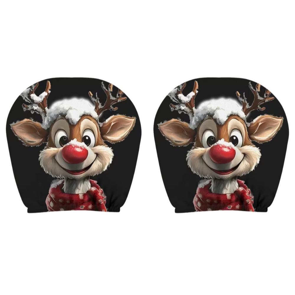 2Pcs Santa Claus Car Headrest Cover Cartoon Auto Seat Headcover Gift for Car Lover