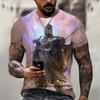 Summer Round Neck 3D Knights Templar Print Top Fashionable Casual Short Sleeved Men's T-shirts