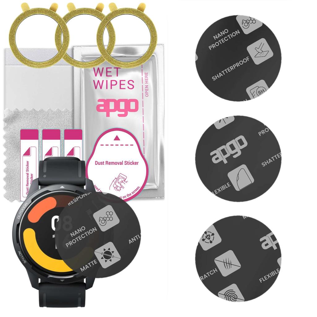 3x Apgo MATTE Hybrid Glass Screen Protector for Xiaomi Watch Color 2, Tempered Glass Substitute, Non-cracking