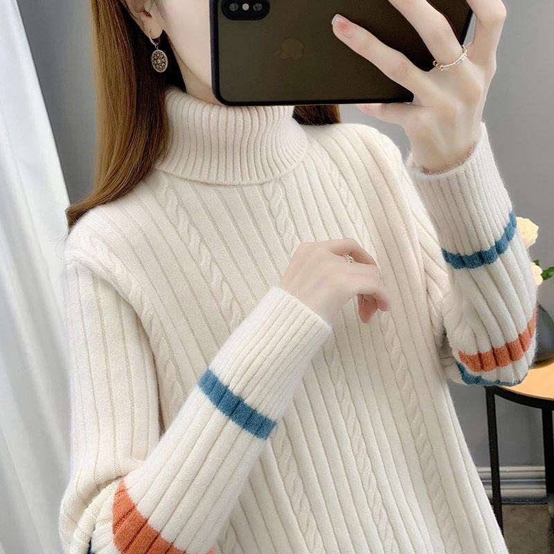 Женский утолщенный свитер с высоким воротником - зимняя теплая нижняя одежда 2024 года и стильный топ