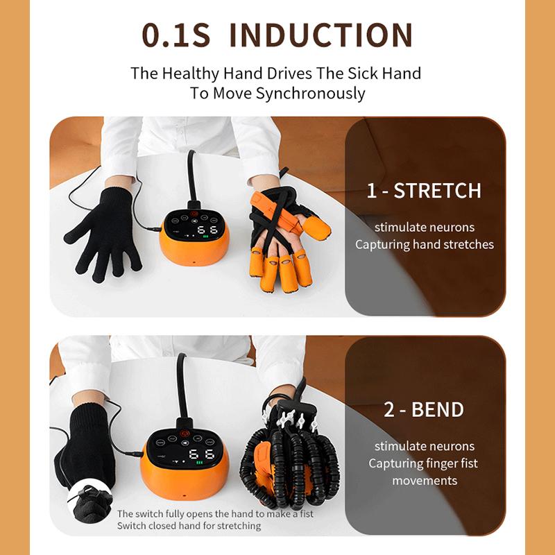 Rehabilitation Robotic Gloves with Heating Stroke Hemiplegia Hand Rehabilitation Device Finger Trainer Hand Massager
