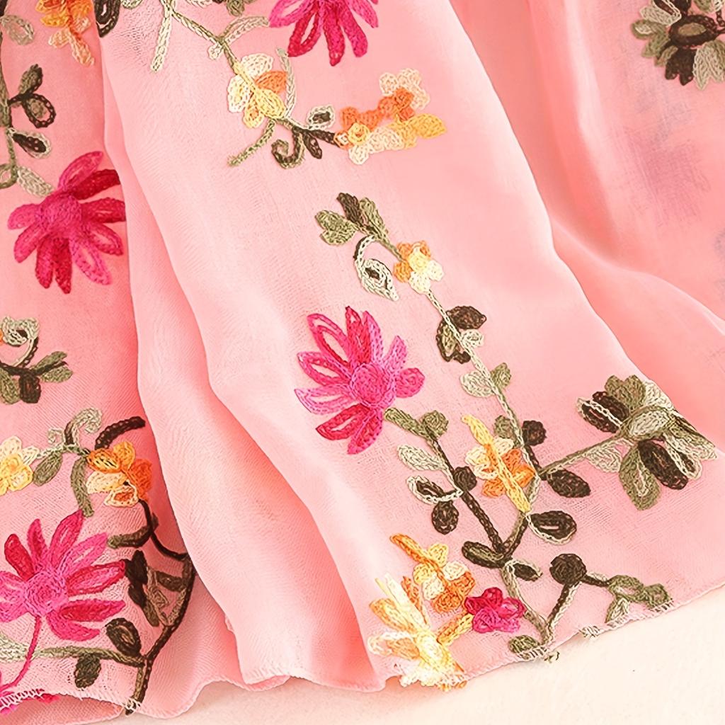 Элегантный шарф с цветочной вышивкой, классический однотонный шаль, повседневная бандана, ветрозащитная повязка на голову, хиджаб, дорожное пляжное полотенце