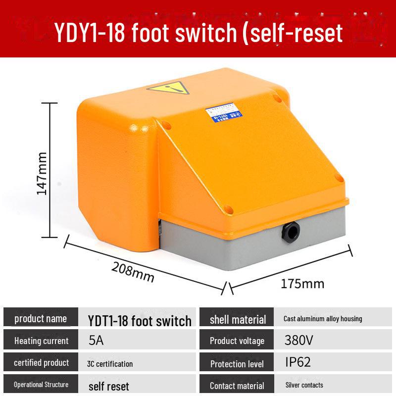 YDT1 Double Pedal Foot Switch, Thick Aluminum Shell, Double Foot Switch, Silver Contact, Non-Slip Design