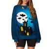 Женский повседневный пуловер с принтом на Хэллоуин, рубашка с длинным рукавом, толстовка большого размера