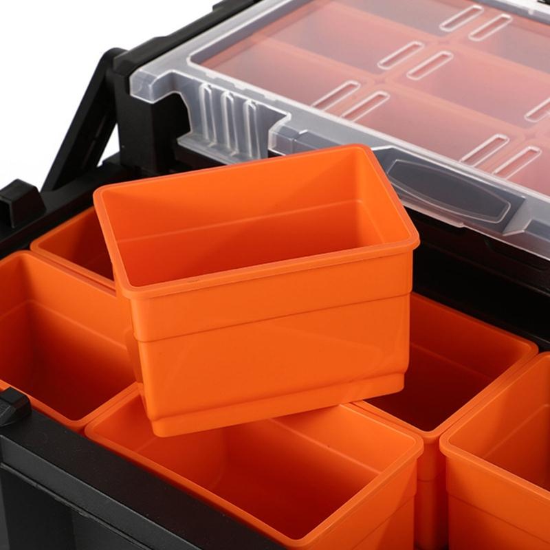 Ящик для инструментов Органайзер для хранения фурнитуры Кейс для мелких деталей Портативный пластиковый контейнер для снастей со съемными разделителями
