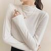 Women's Slim Fit High Collar Long Sleeve T-Shirt - Korean Style, Perfect for Autumn and Winter