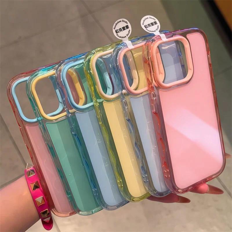 Роскошный противоударный чехол-желе для iPhone 17 Pro 16 15 14 13 12 11 Pro Max Мягкий бампер в контрастных цветах Броня Эстетичная крышка для телефона