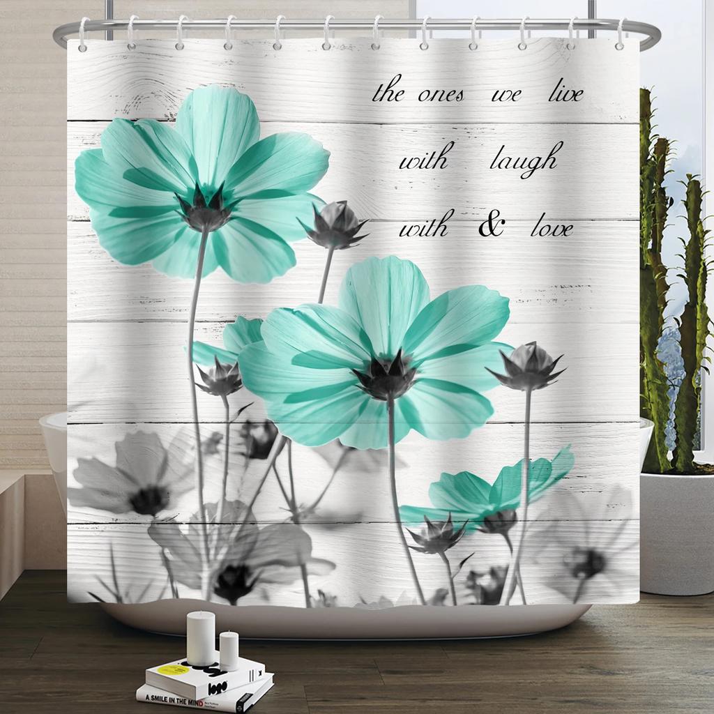 Деревенская занавеска для душа с подсолнухами и ромашками, бабочки, цветочный винтажный кантри фермерский дом, цветок, деревянная доска, водонепроницаемая занавеска для ванной