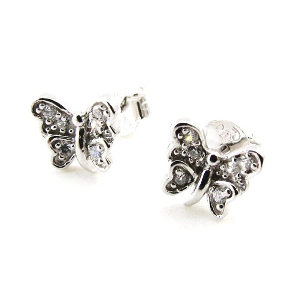 Les Trésors De Lily [I9835] - Серебряные серьги «Бабочки» Серебро белое (родиевое покрытие) - 7х8 мм