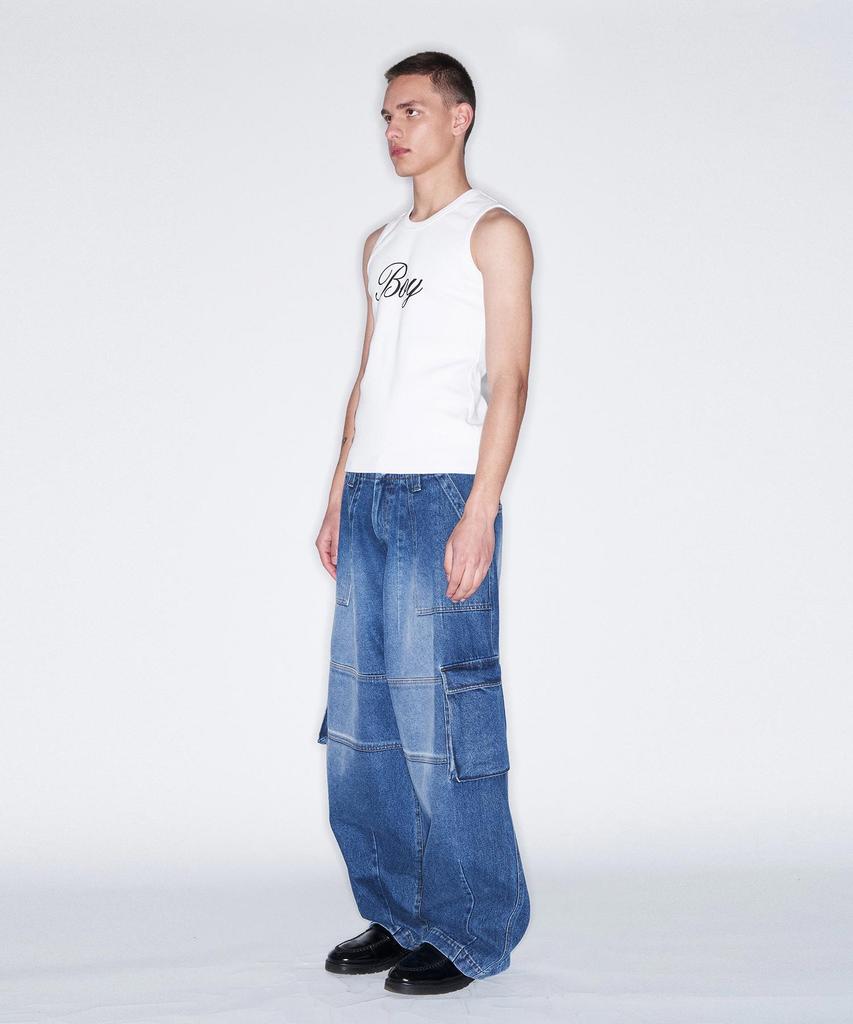 Джинсовые брюки Peulomaleul Wide Fatigue / Синие